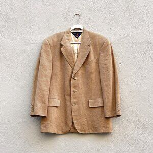 Vintage 80s Tommy Hilfiger Tan Houndstooth Jacket Blazer Sports Coat Size 40R